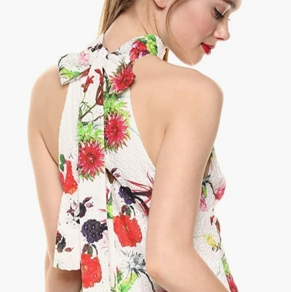 Laundry by Shelli Segal Floral Eyelet Halter Dress White 0 - Picture 2 of 13